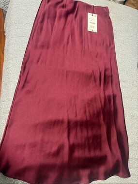 Zara Satin Maxi Skirt in Burgundy